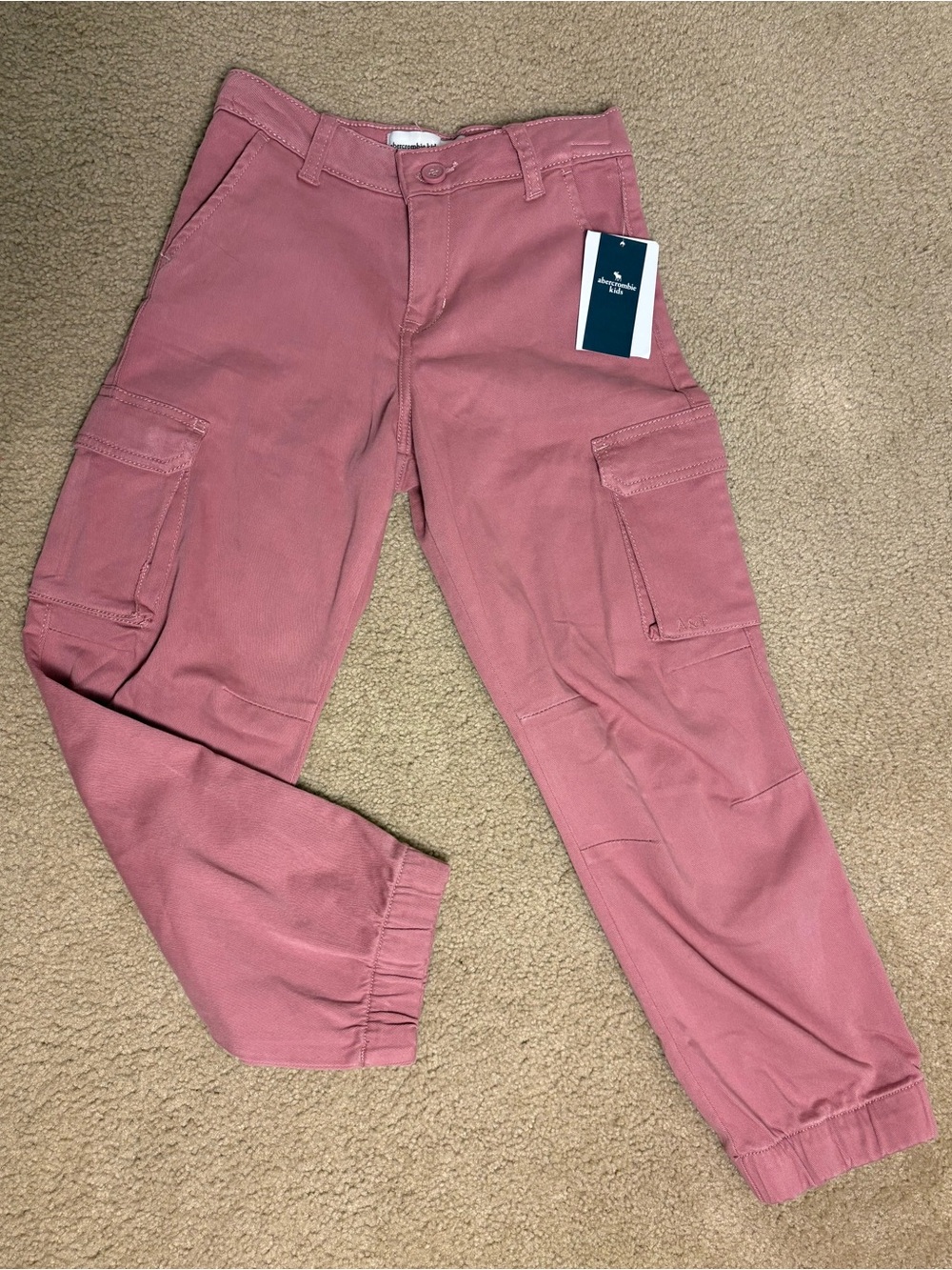 Girls' Abercrombie Dusty Rose Cargo Jogger Pants Size 7/8 Reg New